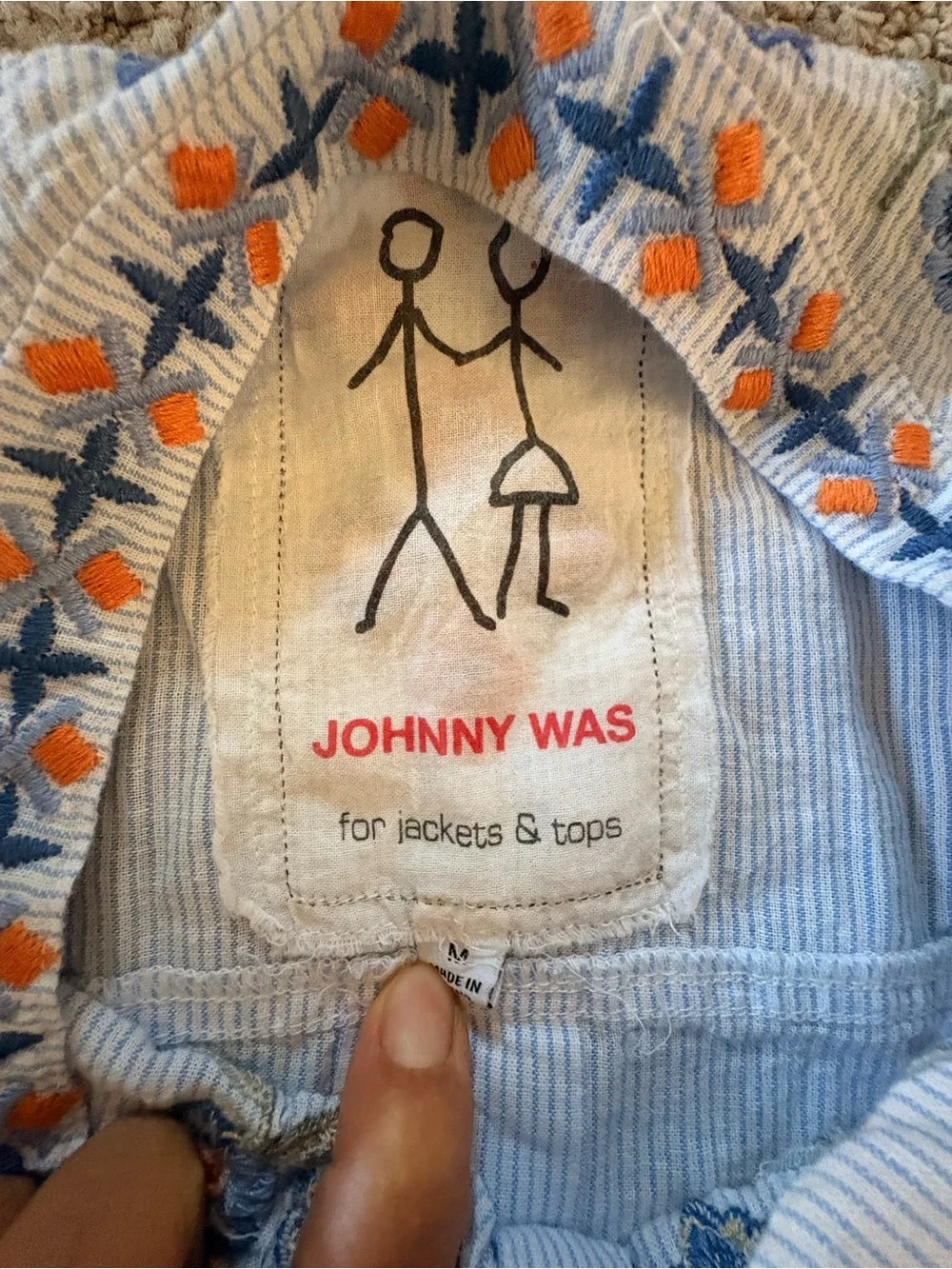 Johnny Was Blue with Orange Embroidery